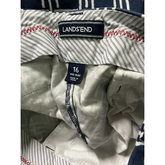 41. Lands’End Mid-Rise Geometric Latticework Pattern Printed Shorts Size 16 - Picture 4 of 4